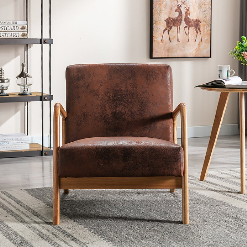 Chaise rembourrée en microfibre de style rétro, Microfibres brunes