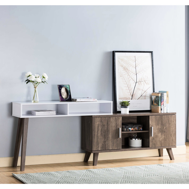 Console Home Home avec plusieurs compartiments et armoire en noisette