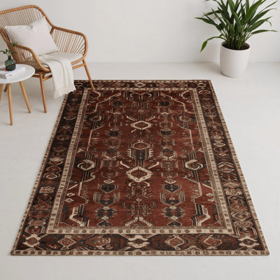Tapis d'intérieur et d'extérieur noir Persian