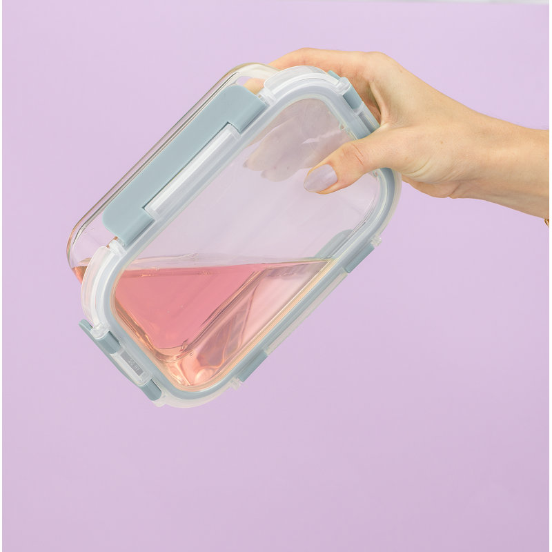 Ensemble de 12 contenants de rangement en verre avec couvercle étanches JoyJolt - bleu poudre, Bleu