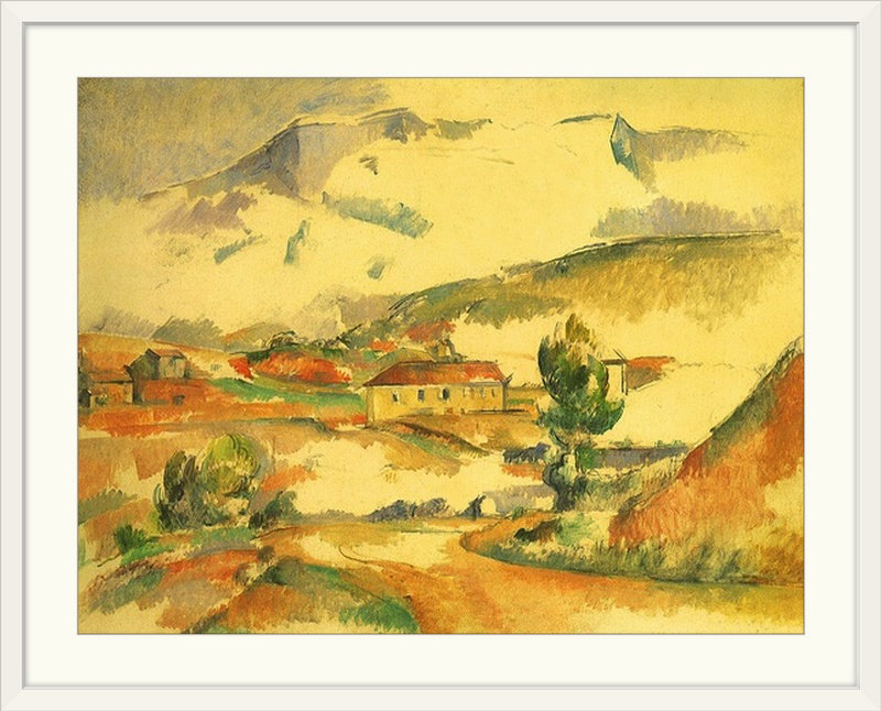 Mont Sainte-Victoire par Paul Cezanne - reproduction, H 31 po x l 38 po x P 1 po, Cadre blanc