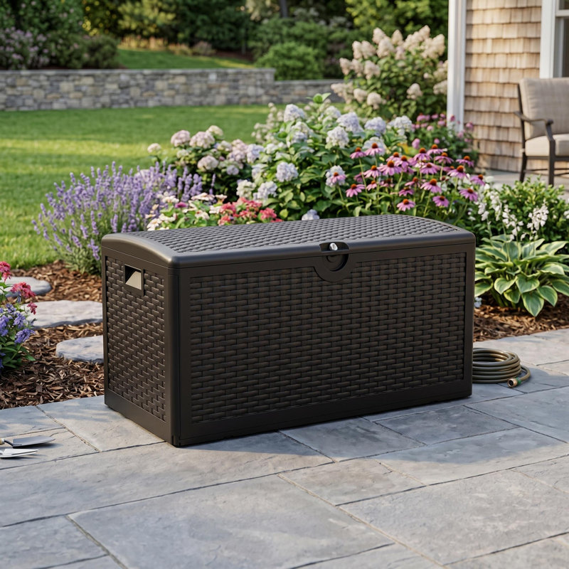 Boîte de rangement pour l'extérieur en osier 80Gal KD