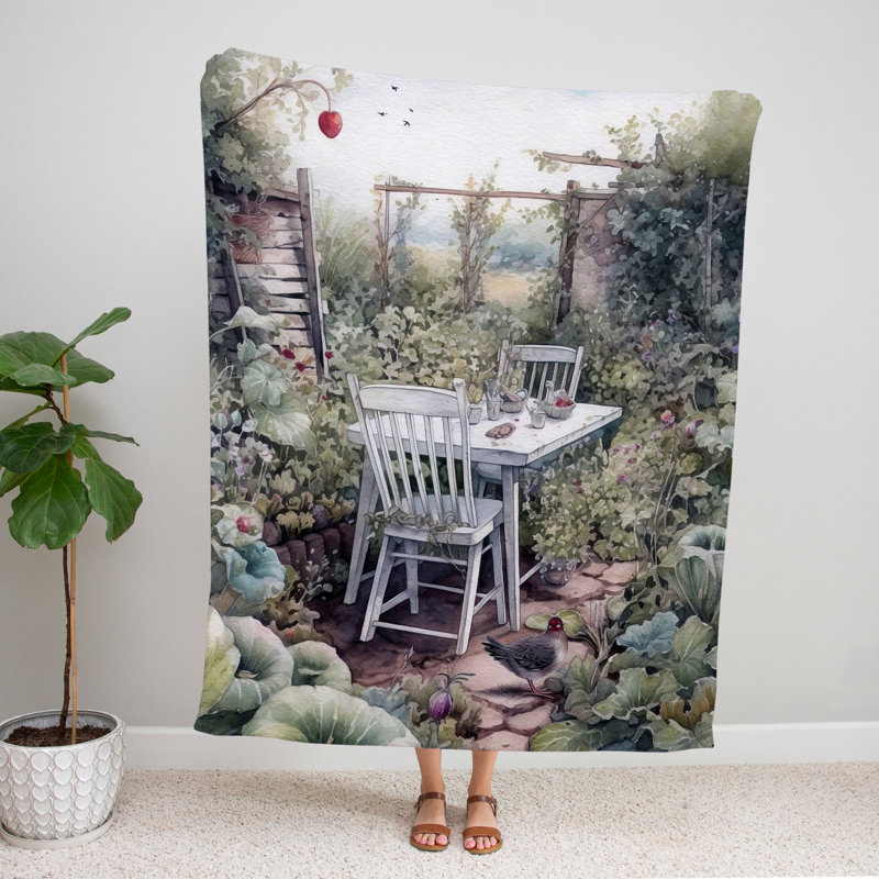 Throw Blanket, 51" W x 60" L, Abstract, Green/Gray