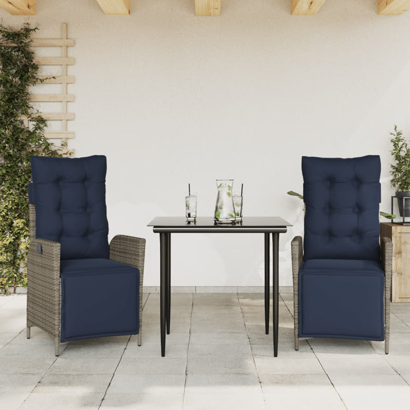2 - Person Patio Dining Set with Square Table , Cushions Included