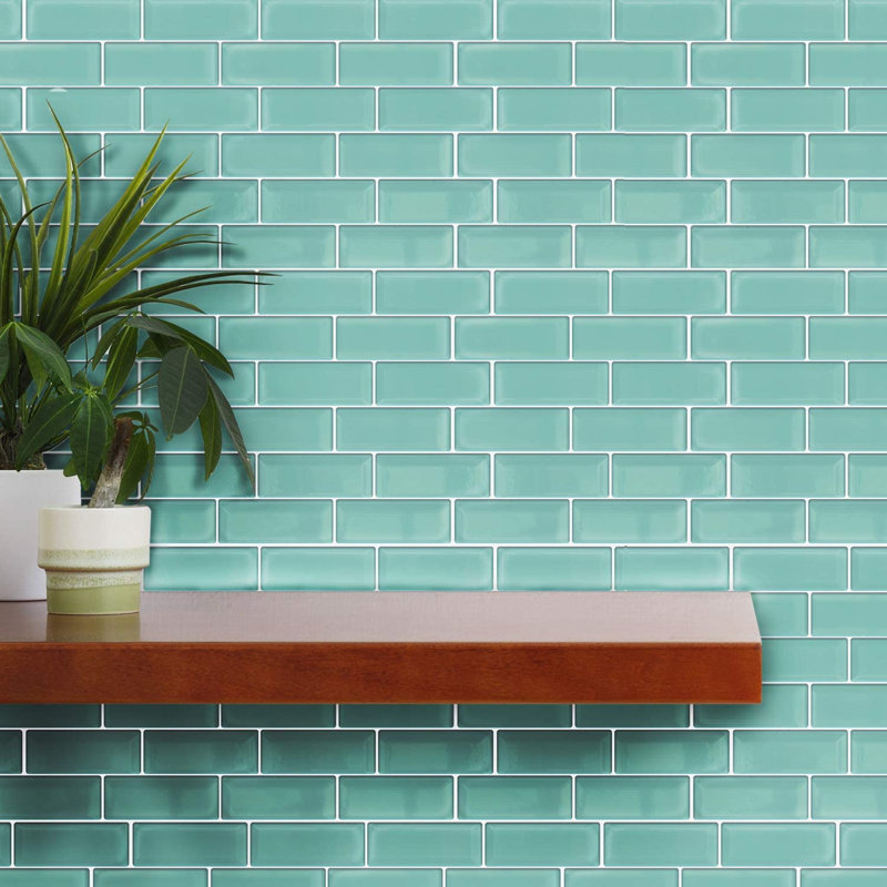 30.5cm W x 30.5cm L Peel and Stick Field Tile, Turquoise