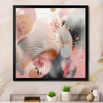 «Pink Rosegold Stripes Complexity V», art moderne sur toile transitionnel