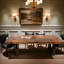 Rectangle Solid Wood and Stone Dining Table