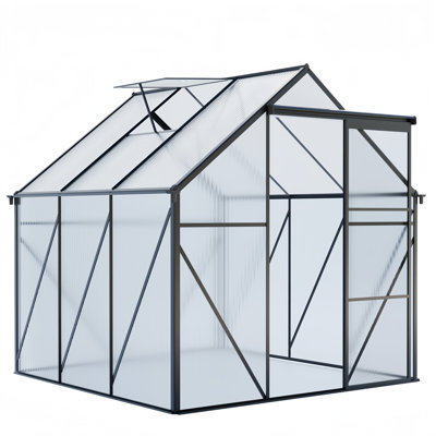 6X6Ft Polycarbonate Greenhouse Raised Base And Anchor Aluminum Heavy Duty Walk-In Greenhouses For Outdoor Backyard In All Season