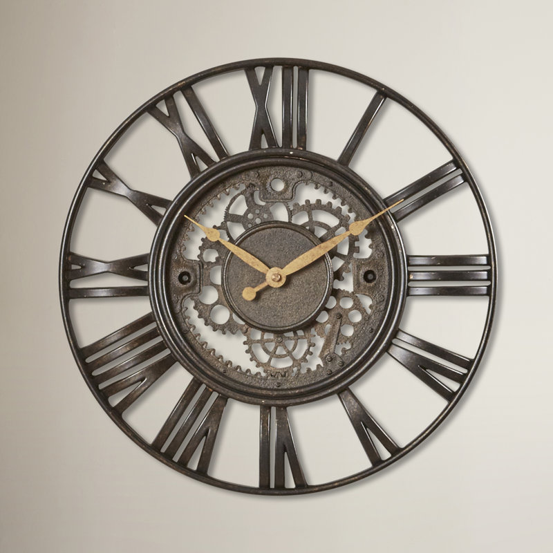 Gunnsteinn Gear Round Plastic Wall Clock 15 Inches - Rust