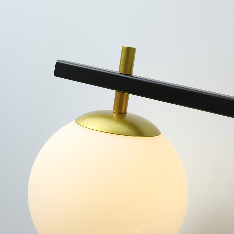 Matte Black Iron 3-Light Dimmable Vanity Fixture with White Glass Shades