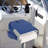 2 Pcs white and blue color blocking Low-Back Folding Boat Seats Molded Plastic Frame with Thickened Sponge Padding All Weather Foldable Captain Chairs for Fishing Boat Speedboat Sightseeing-515425960