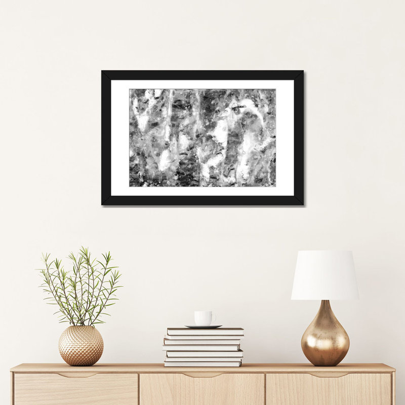 «Black and White Abstract III», impression sur toile, H 24 po x l 32 po x P 1 po, Papier d'art encadré noir, Blanc