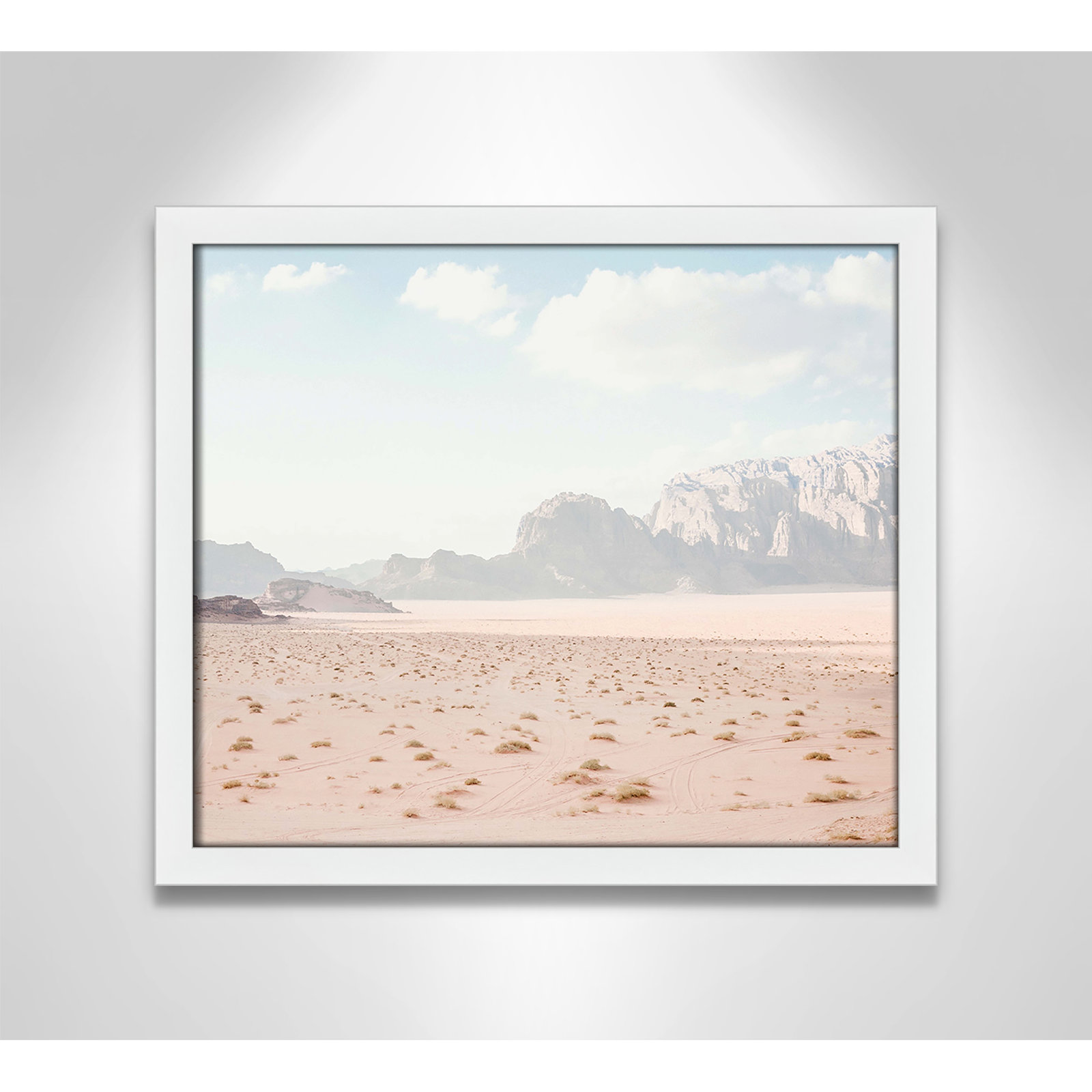 Tire Tracks "Tire Tracks" Print, 15" W x 13" H, Satin White Framed
