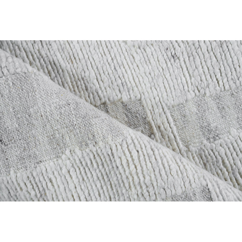 Canyon Wool Abstract Area Rug in Silver/Gray, Rectangle 10' x 14'