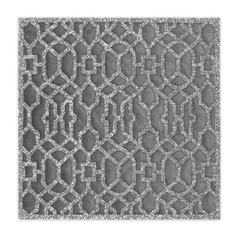 Napperon Sparkles Home | Motif de strass découpé au laser | Envers en velours | Carré 14 po x 14 po, Argent