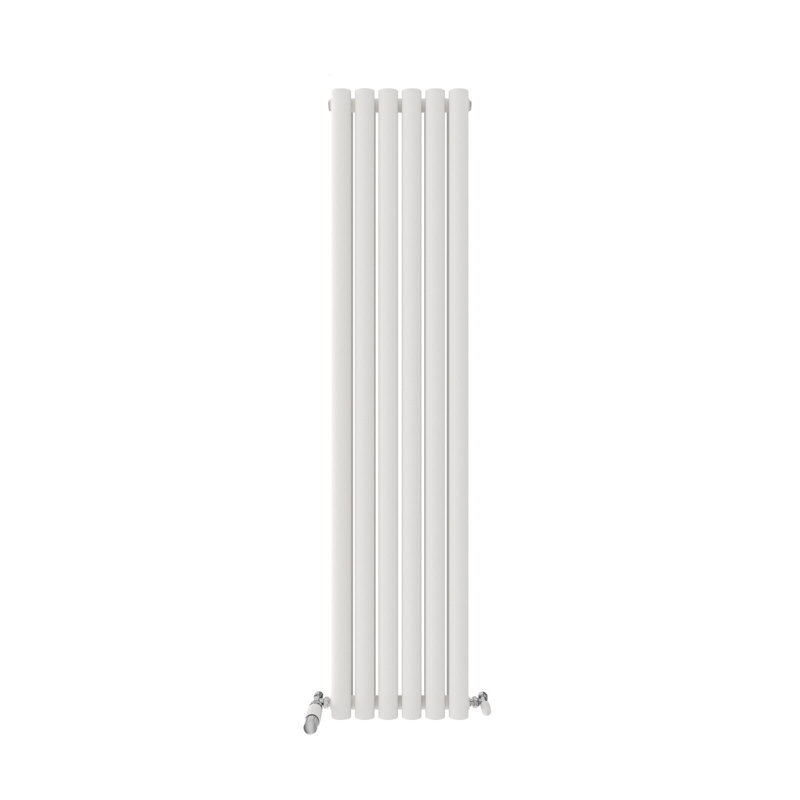 iBathUK Princia Vertical Double Oval Panel Radiator, 1600cm H x 360cm W x 79cm D, White