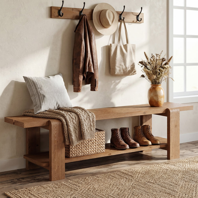 Solid Wood Storage Bench