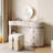 39.37"Simple Cream Style Solid Wood Saddle Leather Vanity Set