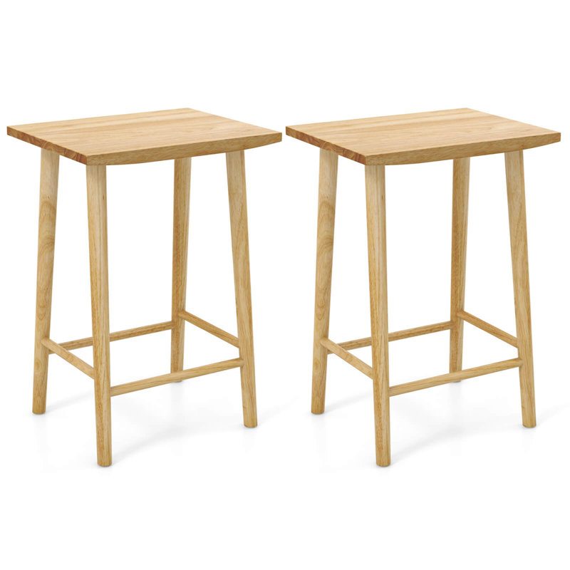 Gracie Oaks 25.5" Counter Height Stool With Footrest & Solid Wood Frame Natural, 2