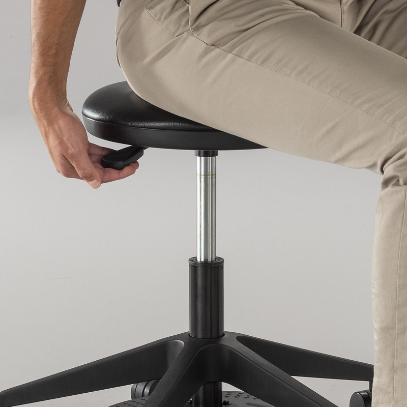 Adjustable Black Vinyl Backless Swivel Lab Stool