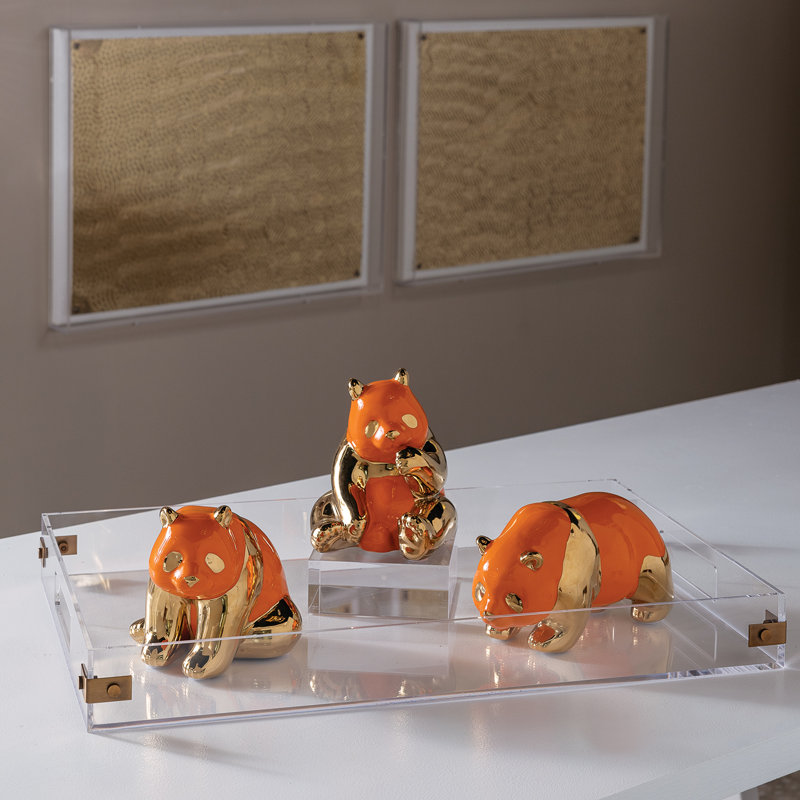 Panda Objects (Set/3), Orange/Gold
