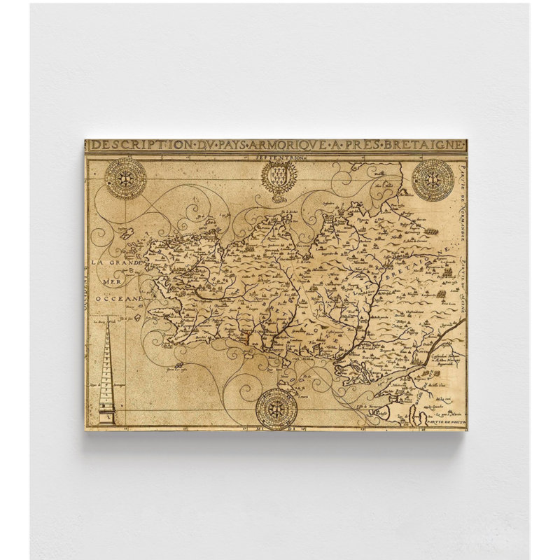 Bretaigne 1594, côte bretonne par cartes rétro, carte de côte antique, décoration murale bureau nautique, impression d'affiche antique chambre marine, bateau
