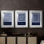 Indigo Tile I - Impression encadrée sur mesure de qualité supérieure mate - 3 pièces-588130254-588130241