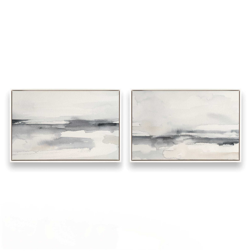 Ensemble de 2 marées intemporelles, Cadre flottant blanc opaque, H 21 po x l 62 po