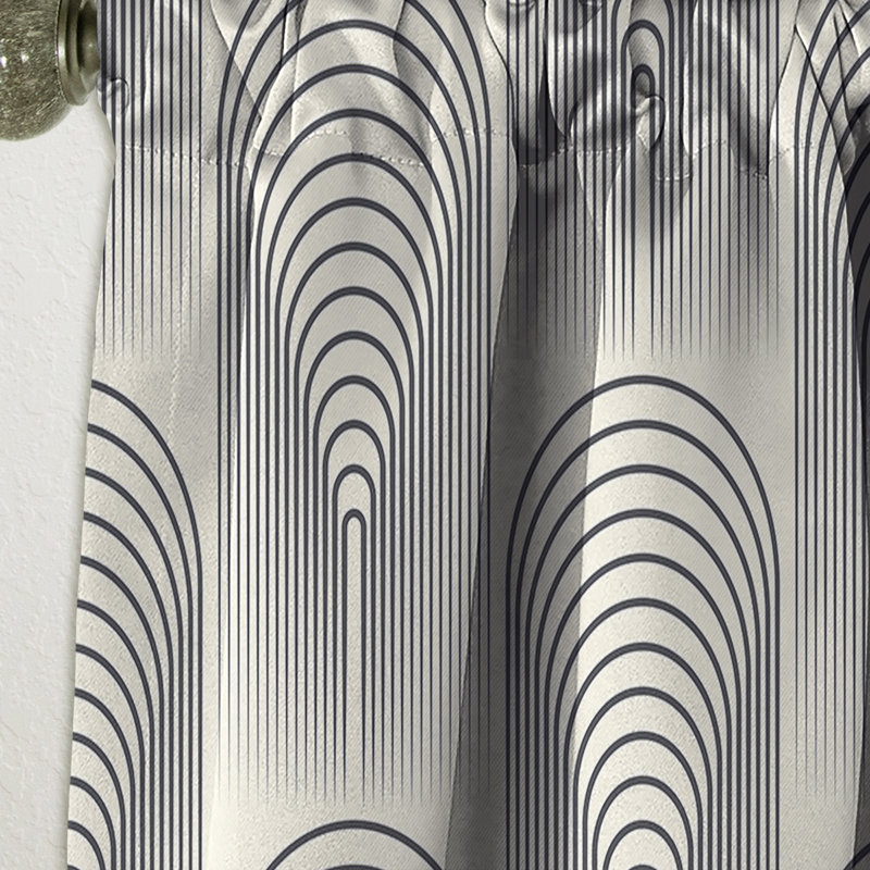 Retro conical geometry - Abstract Vintage Blackout Curtain Single Panel, 52" W x 63" L