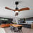 Wood Ceiling Fan With 3 Solid Wood Blades Remote Control Reversible DC Motor For Living Room-457610788