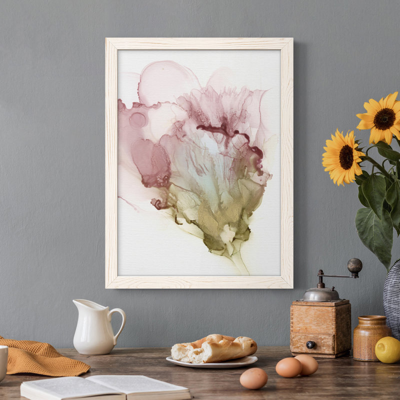 Floraison rose I, toile encadrée de qualité supérieure - prête à être accrochée, Blanc, H 20 po x l 17 po x P 1 po