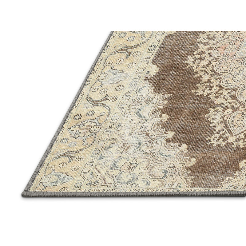 Tapis oriental multicolore tissé à la machine Oriental, Rectangle 2 pi x 3 pi