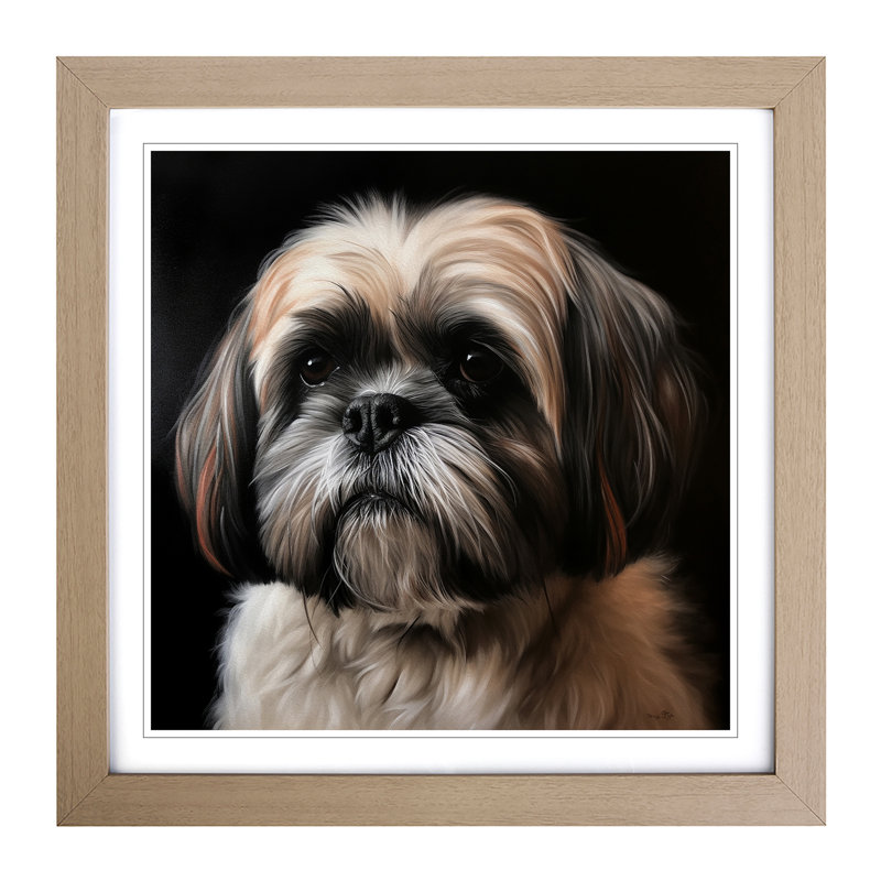 Shih Tzu Realism - Framed Print, Oak