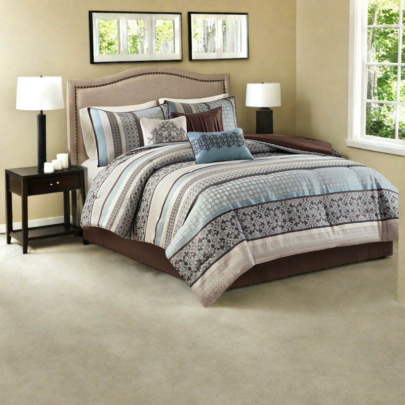 Piece Cal King Bedding Sets, Polyester Jacquard Traditional Home Decor