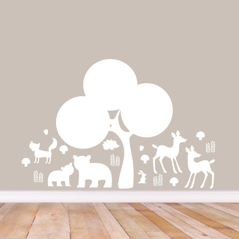 Décalcomanie murale forêt forestière, Blanc
