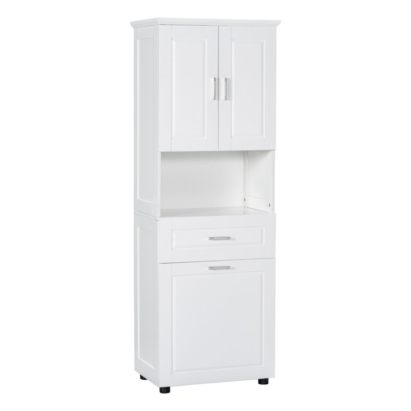 Grande armoire de salle de bain avec panier à linge, panier inclinable et rangement supérieur pour l'organisation de l'espace