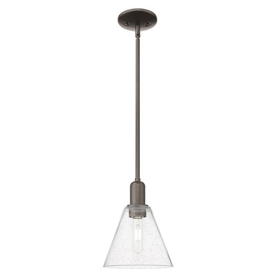 Arcadia - Benston - Mini-luminaire suspendu 1 tige 8 po - Finition bronze huilé - Abat-jour granuleux