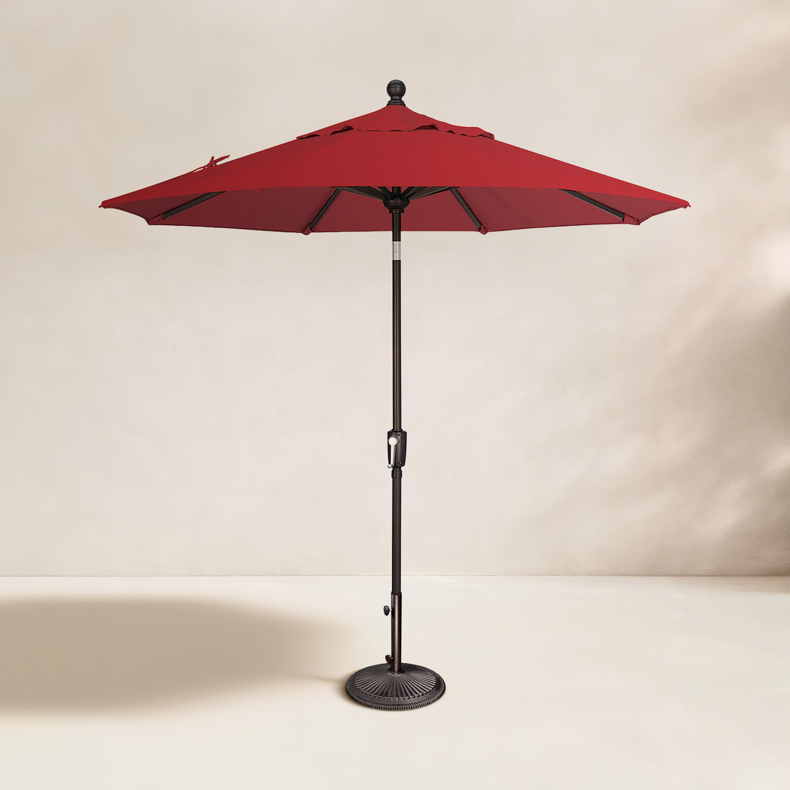 Launceston Market Umbrella, Really Red Solefin, Black, 96" H x 90" W x 90" D
