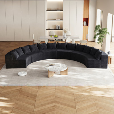 Corduroy curved sectional Foam sofa