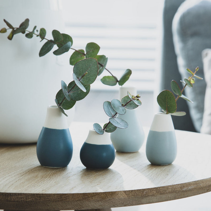 Pastel Two-Tone Mini Vases - Set of 4, Blue