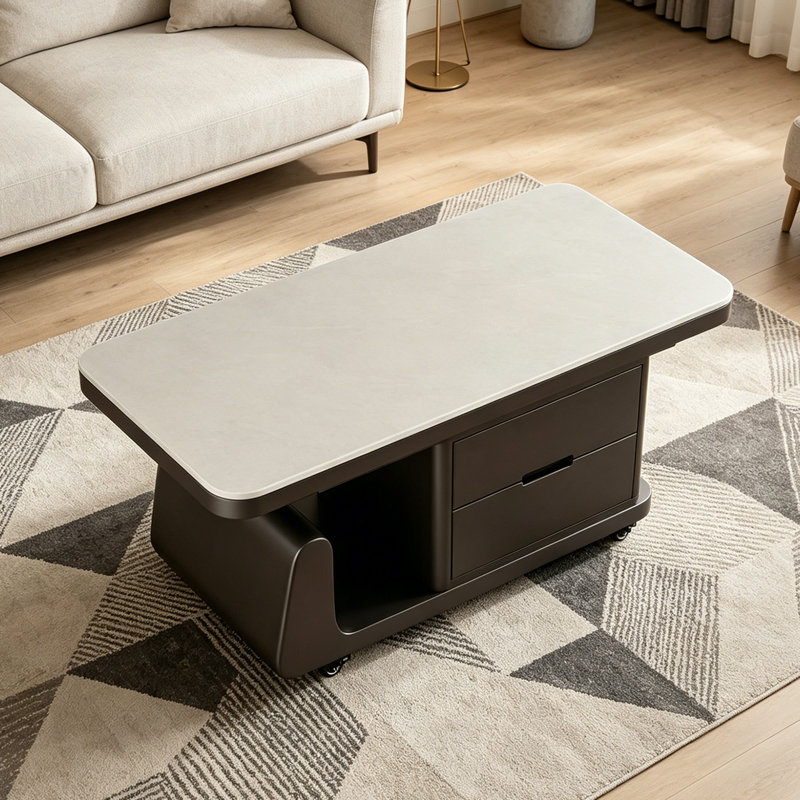 Table basse de luxe Italian Light, Blanc, Noir, H 19,68 po x L 39,37 po x l 19,68 po
