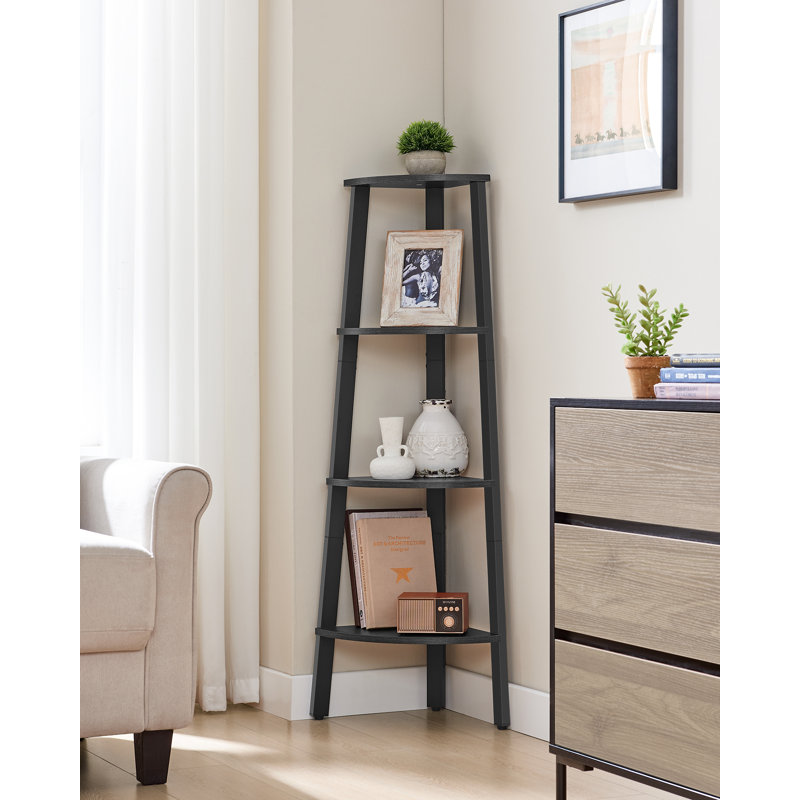 Rocco 125cm H x 34cm W Steel Corner Bookcase, Black