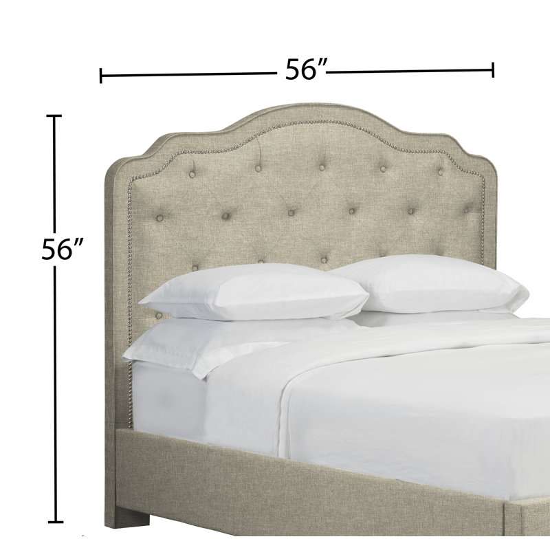 Tête de lit à panneau rembourré Taranto, Lin - Beige, Double