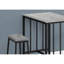 Ensemble de salle à manger, ensemble de 3 pièces, hauteur de comptoir, 36 po rectangulaire, petit, cuisine, stratifié gris, métal noir, contemporain, moderne
