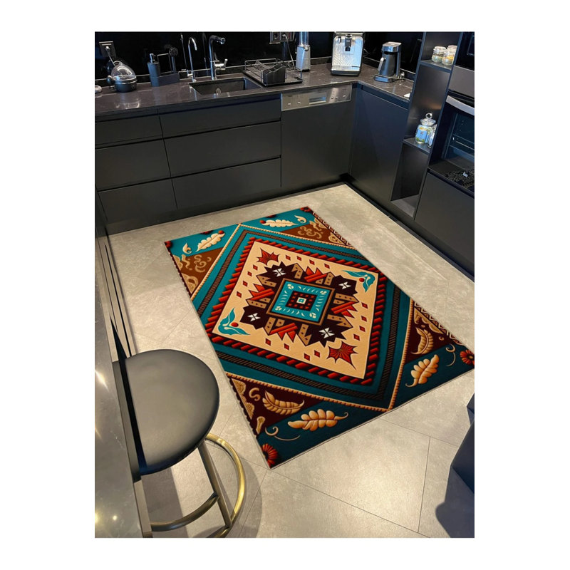 Tapis en résine tissé en losange et tapis lavable, Rectangle 2 pi 4 po x 4 pi