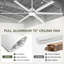 Ventilateur de plafond 72 po à 6 pales en nickel brossé 72 po avec lumière et télécommande pour l'intérieur et l'extérieur, ensemble de 3 ventilateurs de plafond à DEL en aluminium, moteur à courant continu, garage / salle de sport / patio couvert-133678600