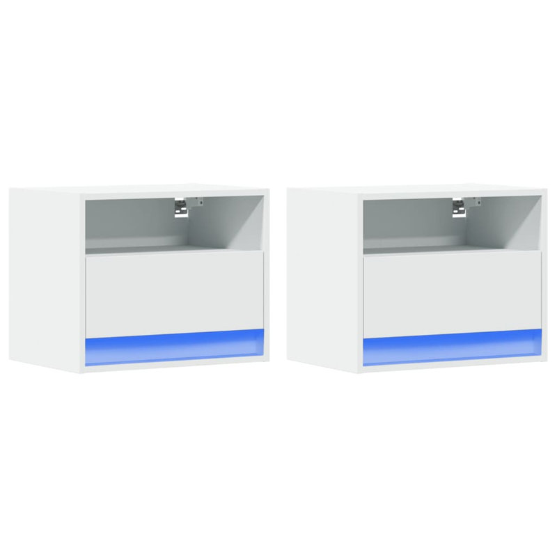 Alcea 50cm W Manufactured Wood Bedside Table, White, Set of 2