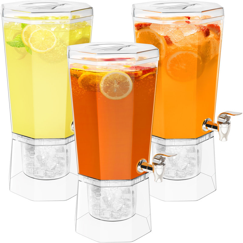 Distributeur de boissons en plastique, contenants à jus avec couvercle pour la fête, distributeur de boissons glacées avec support pour limonade / soda / thé
