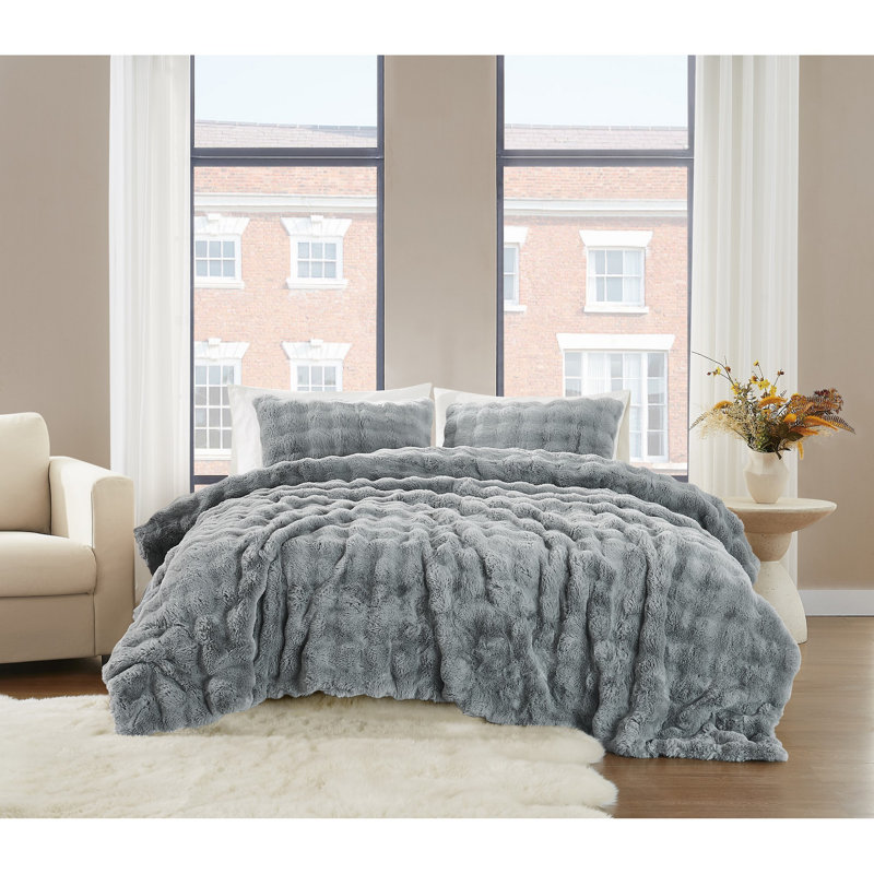 Ensemble d'édredon Brooklyn, Édredon simple extra long + 1 taie décorative, Gris