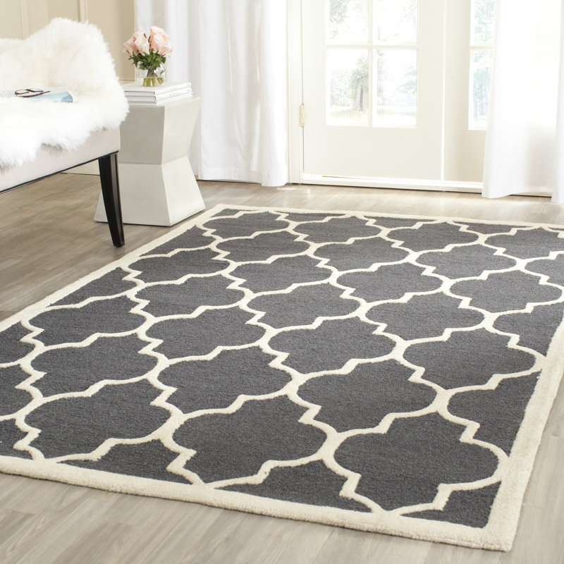Rotteck Geometric Wool Hand Woven Area Rug, Rectangle 183 x 274 cm